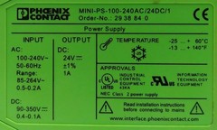 PHOENIX CONTACT MINI-PS-100-240AC/24DC/1 Power Supply Unit