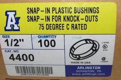Arlington 4400 1/2″ Snap-In Plastic Bushings For Knockouts (Pack of 100)