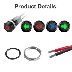 12V LED Indicator Small Light Indicator Waterproof 1/2(12Mm) Panel Cutout 12V