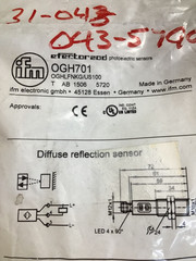 IFM ELECTRONICS OGH701 DIFFUSE REFLECTION SENSORS, 10-36 VDC, NEW IN PACKAGE
