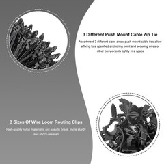150PCS Push Mount Cable Zip Tie with Car Wire Loom Routing Clips, Nylon Engin…