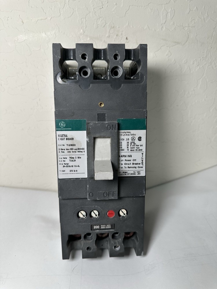 GE TFJ236200 200A 3-PHASE 3-POLE 600V F225 TFJ MOLDED CASE CIRCUIT BREAKER S13