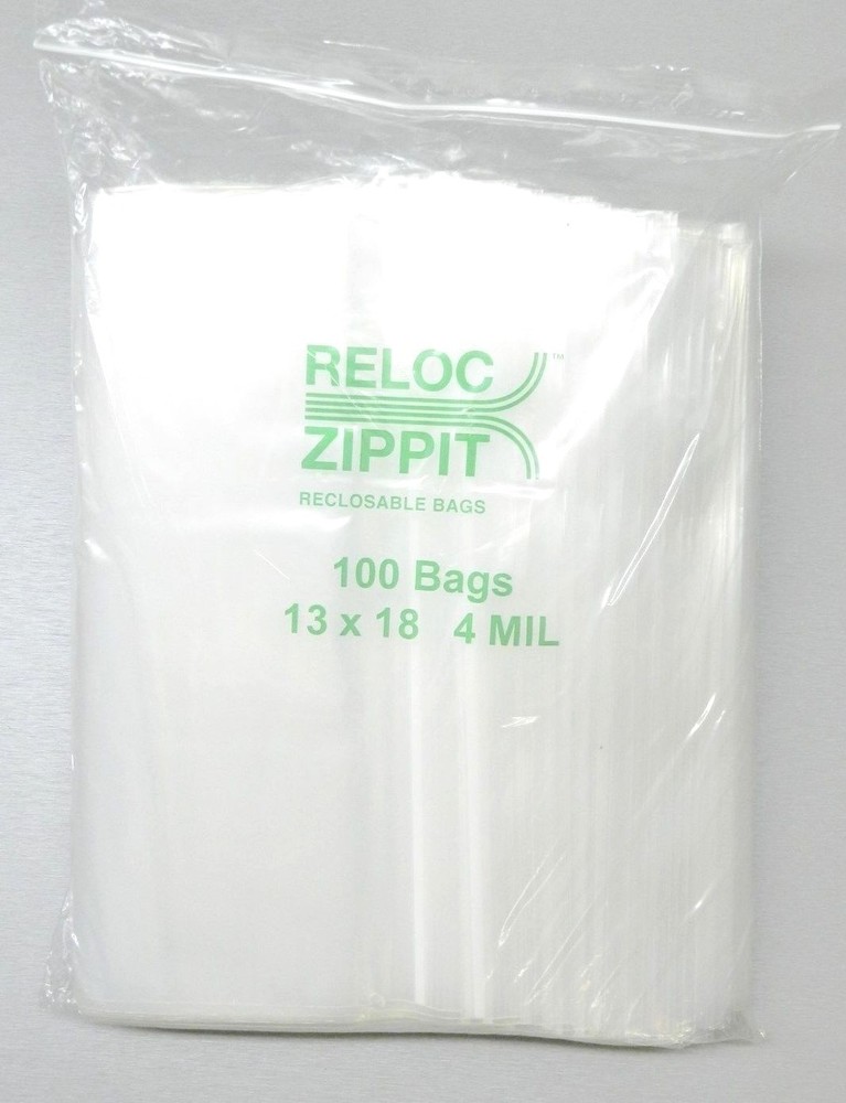13×18 Reloc Zippit Bags 4Mil Clear Reclosable Large Jumbo Size13″x18″ 100 Pcs