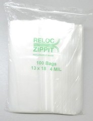 13×18 Reloc Zippit Bags 4Mil Clear Reclosable Large Jumbo Size13″x18″ 100 Pcs
