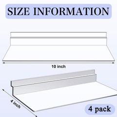 4 Pack 4 x 10 Inch Slatwall Shelves Hanging Accessories Clear Slatwall Shelf …