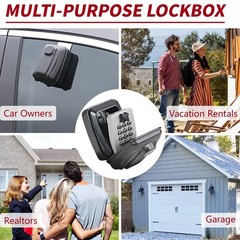 Lifronkit Car Window Punch Button Lock Box, Black Portable Car Key Lock Box, …