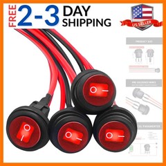 4PCS Waterproof Rocker Switch 12V Round Toggle Switch SPST 3 Pin ON Off Red L…