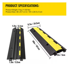 Cable Protector Ramp 5 Packs 2 Channels 40 In. X 3.33 In. 3 Ft. Rubber Modular S