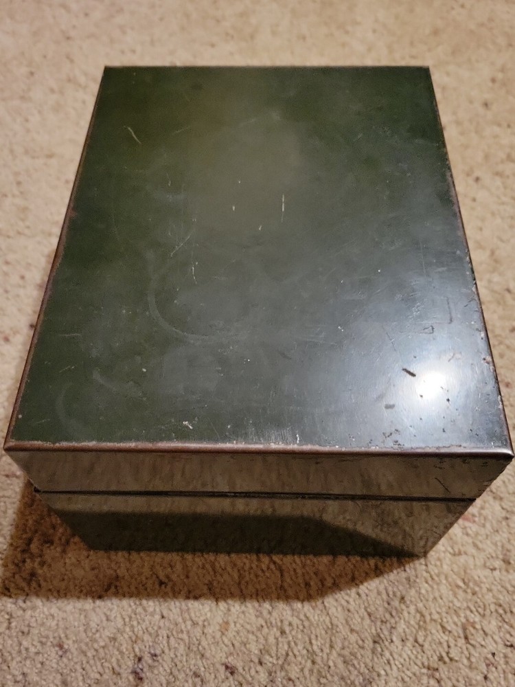 Vintage Steel File Card Box 4″x6″ Cards, Art Steel Company – ASCO New York USA.