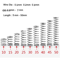 Compression Springs Wire Dia 0.1/0.2/0.3mm OD 0.8mm-7mm 304 Stainless Steel