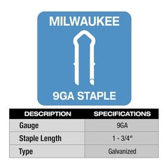 Milwaukee Tool Mpu134-960 Cable Staples, 9 Ga, Diamond Crown, 1-3/4 In Leg L,