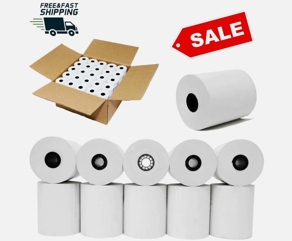 3-1/8″ X 230′ THERMAL POS RECEIPT PRINTER ROLL PAPER BPA FREE- 50 ROLLS – 48 GSM