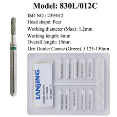 Dental Diamond Bur Pear 830 Long Pear 830L Coarse Medium FG 330 Burs High Speed