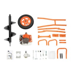 63cc 3hp Post Hole Digger Gas Powered Earth Auger Drill Wheeled w/11″ Auger Bit