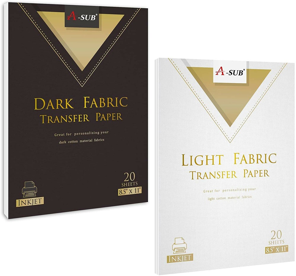40 Sheets A-SUB Inkjet Iron-On Heat Transfer Paper DARK + LIGHT Fabric T-shirts