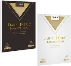 40 Sheets A-SUB Inkjet Iron-On Heat Transfer Paper DARK + LIGHT Fabric T-shirts