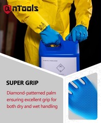 AnTools 2 Pairs Neoprene and Rubber Blend Heavy-Duty Chemical Gloves Protective