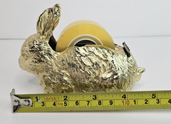 Heavyweight Bunny Tape Dispenser Gold Tone Cast Metal