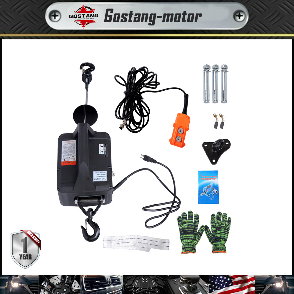 2-in-1 Electric Hoist Winch, 1100 lbs Lift Capacity, 1500W Portable Power Winch