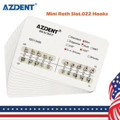 50 kits AZDENT Dental Orthodontics Brackets Brace Mini Roth Slot.022 Hooks 3-4-5