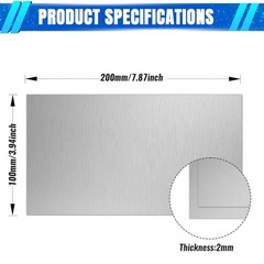 Uxney 2mm Stainless Steel Sheet 4×8 Inch, 430 4″ x 8″-14 Gauge(2mm), Silver