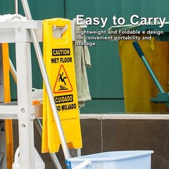 24in Caution Wet Floor Sign, 2 Pack Yellow Bilingual Double-Sided Commercial