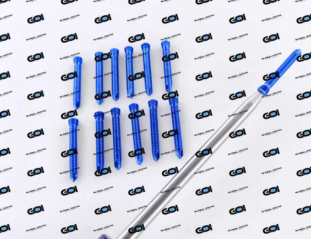 5.0mm Locking Screws LCP Hex Head Assorted Lengths Self Tapping Titanium 100 Pcs