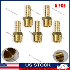 5pcs 3/8″ HOSE BARB X 3/8″ MALE NPT Brass Gas Fuel Water Air Fitting Universal