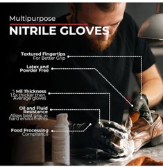Advance Black Nitrile Exam Gloves 5 Mil Powder Latex Free Bulk 1000ct Glove