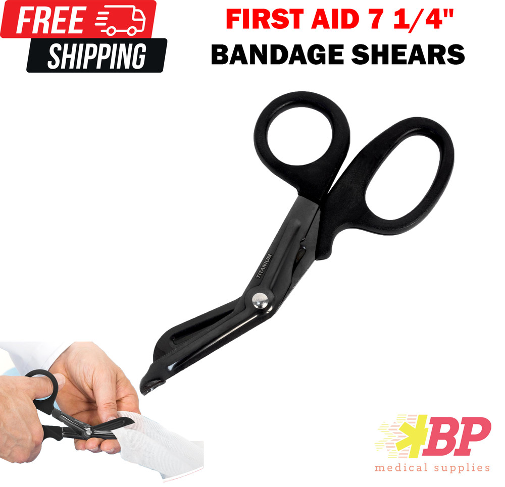 First Aid Medical Titanium Bonded Bandage EMT Shears Bent Scissors 7 1/4″