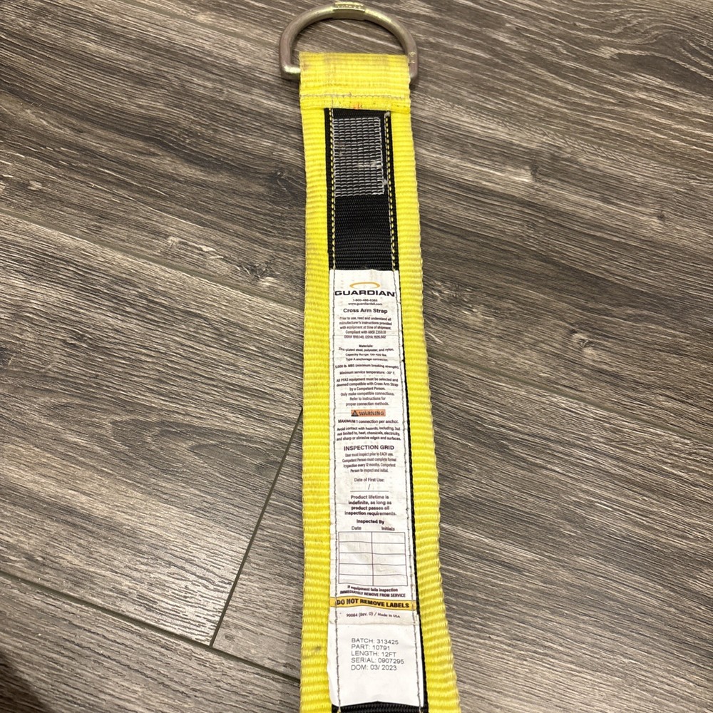 Strap Guardian 12 Ft Cross-Arm HD Strap D-Rings Lanyard PPE