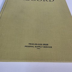 Vintage Federal Supply Service Record Book Set Of 2 Green Cloth Ruled Paper