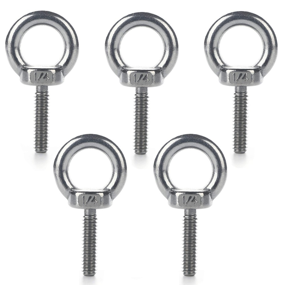 Eye Bolt 5 Pack 1/4 20 X 1 Marine Grade Stainless Steel Lifting Ring Threaded