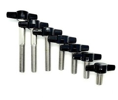3/8″ Thumb Screw T Bolts Black Butterfly Tee Wing Clamping Grip Knob Stainless