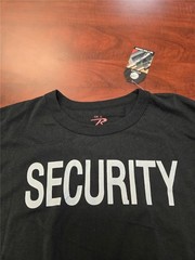 .= Rothco Men’s Security T-Shirt XL Black 2-Sided Cotton Poly Blend Short Sleeve
