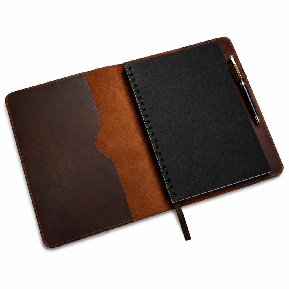 , Heavy Duty Full Grain Leather Journal Cover (8.5 x 11 in.), Refillable Cahi…