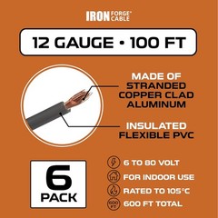 600 ft 12 Gauge Wire – 6 Roll 12 Gauge Automotive Wire Bulk Assortment Pack – 12
