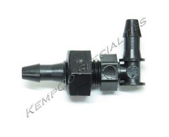 (4) 1/8″ Hose Barb Bulkhead Elbow 90Â°, 1/4-28 UNF Thread Adapter w/ Hex Nut
