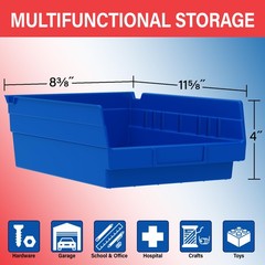 Akro~Mils 30150 Heavy Duty Plastic Shelf Bins, 12~Pack, Red, 12x8x4 in