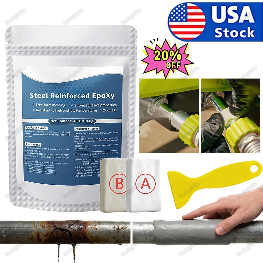 Steel Reinforced Epoxy Putty Waterproof Repair Clay for Metal Wood Car Crack Fix