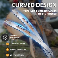 ALEXEX 6Pcs 12″ Japanese Teeth Reciprocating Saw Blades 12 Inch 6TPI, Silver