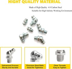 1/4″-28 24Pcs Grease Fitting Assortment Straight 45 90 Degree Grease Zerk Fittin