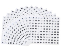 Mini Skater 25 Sheets 1 to 100 Vinyl Consecutive Number Stickers Small Round Inv