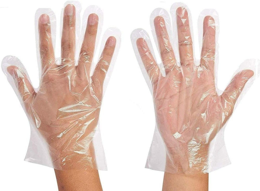 100 Piece Transparent Gloves Disposable Food Prep Gloves One Size Fits Most HDPE