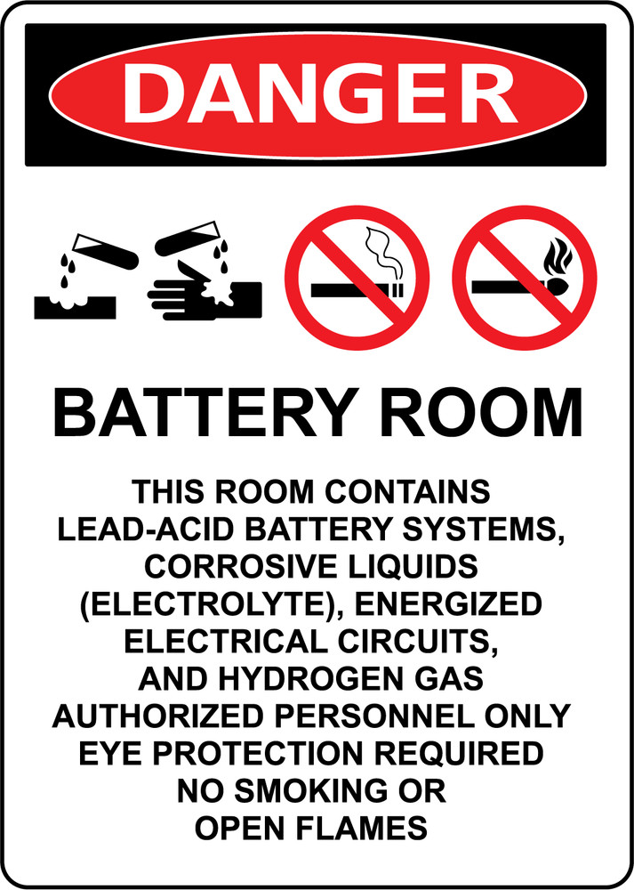 DANGER BATTERY ROOM THIS ROOM CONTAINS LEAD-ACID | Adhesive Vinyl Sign Decal