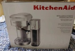 KitchenAid METAL Semi-Automat Espresso & Milk Frother Attachmt BUNDLE Silver NIB