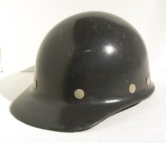 Vintage Fibre Metal Gray Fiberglass Duckbill Hard Hat w/Liner