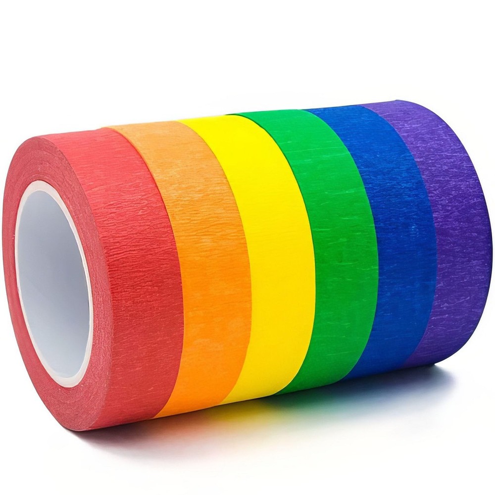 6 Rolls Colored Masking Tape，colored painters tape，0.6″ x14.3Yard