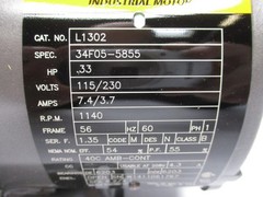 BALDOR L1302 115/230V 7.4/3.7A NSMP