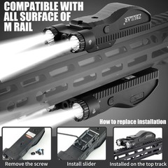 2200 Lumen Tactical Flashlight with Green Laser Beam Combo, Low Black/Green